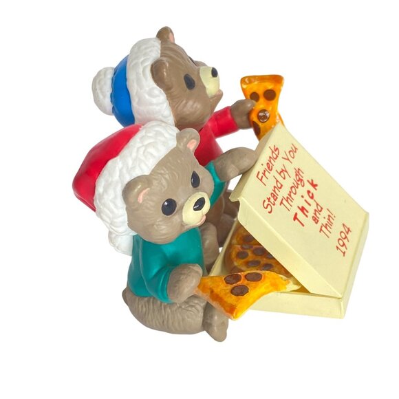 1994 Hallmark Keepsake Friends Stand By You Bears Sharing Pizza Ornament Vintage - Picture 4 of 8